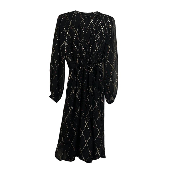 A.L.C.x Barney’s Samantha Deep-V Long-Sleeve Silk Midi Dress Size 6 - Picture 4 of 14